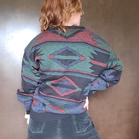 Vintage 80's Knit Patterned Sweater - Picture 5 of 10